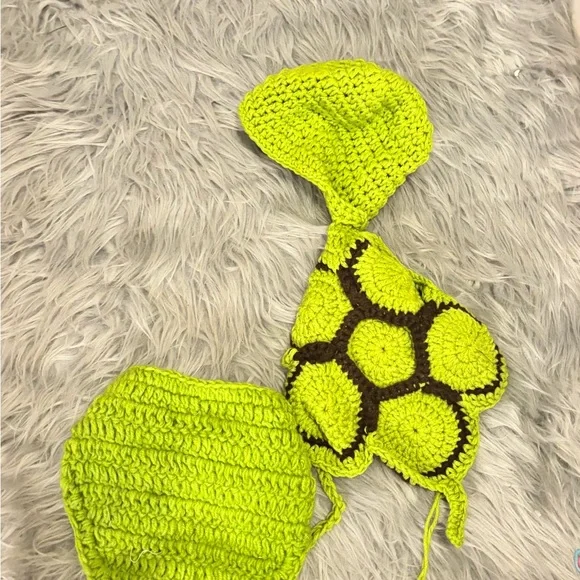 Adorable Ladybug  & Turtle Crochet Baby Costume NB-3M Bundle=2 - Picture 8 of 9